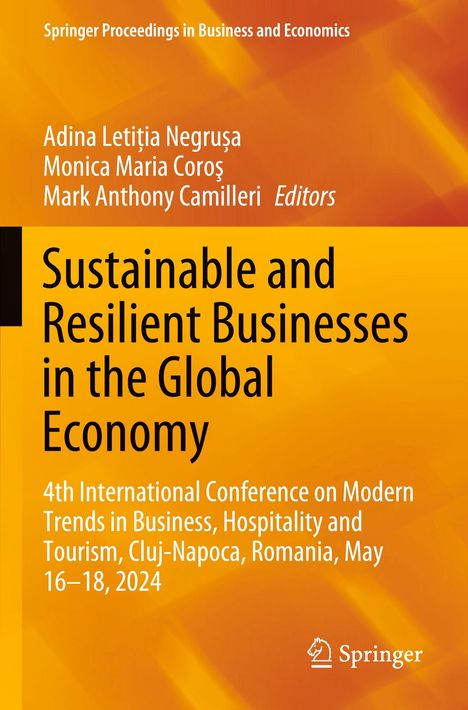 Titel: "Sustainable and Resilient Businesses in the Global Economy". Orange Hintergrund, Springer-Logo unten.