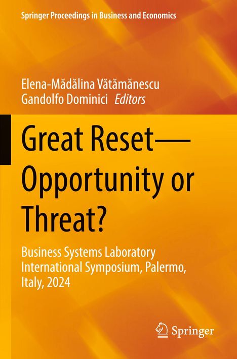 "Great Reset - Opportunity or Threat?" auf orangem Hintergrund. Unten rechts ein Springer-Logo.