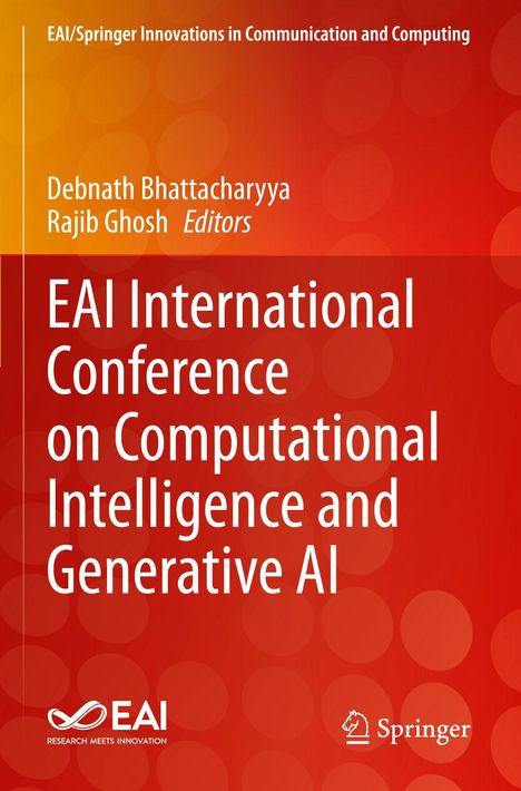 "EAI International Conference on Computational Intelligence and Generative AI" in weißen Buchstaben auf orange-rotem Hintergrund, mit EAI- und Springer-Logos unten.