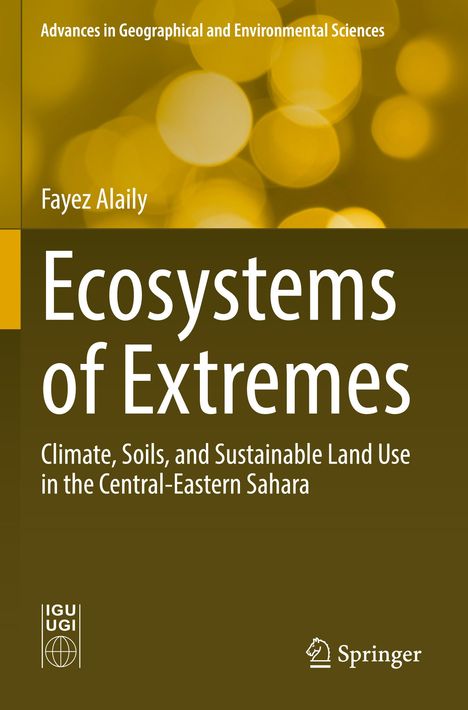 Der Text "Ecosystems of Extremes" ist prominent. Hintergrund in warmen Gelbtönen mit unscharfen Lichtkreisen.
