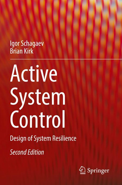 "Active System Control", "Design of System Resilience", "Second Edition", rot-oranger Hintergrund mit vertikalen Mustern.