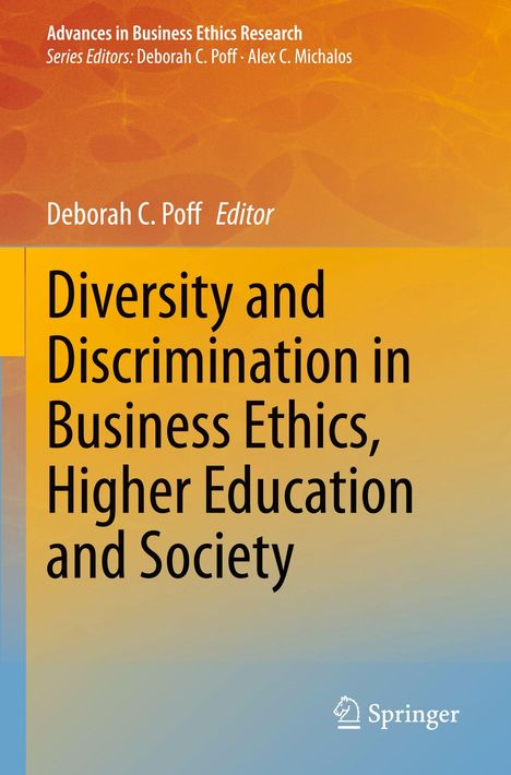 Titel: "Diversity and Discrimination in Business Ethics, Higher Education and Society". Orange Hintergrund. Springer-Logo.