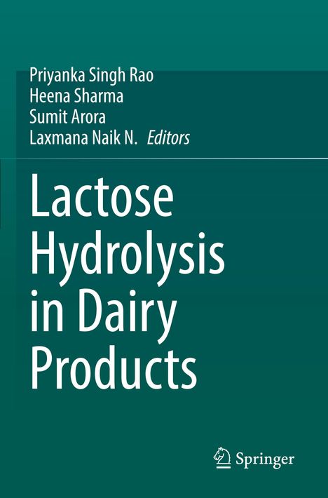 "Lactose Hydrolysis in Dairy Products" von mehreren Herausgebern, grüner Hintergrund, Springer-Logo.