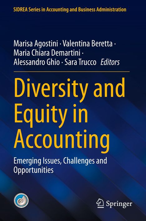 "Diversity and Equity in Accounting" mit Editoren und Serie, Logo unten rechts. Blau-gelbes Design.