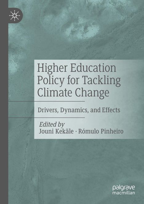 "Higher Education Policy for Tackling Climate Change" in Grau mit blau-grünem Hintergrund, plus kleines Logo.