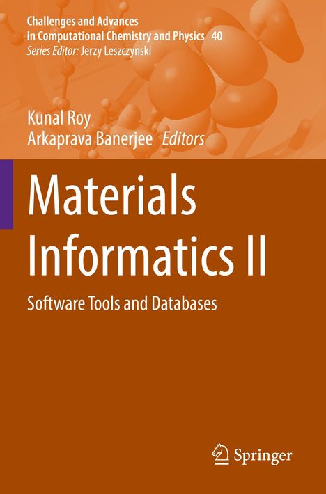 "Materials Informatics II: Software Tools and Databases" in orange-design. Logo unten rechts: Springerpferd.