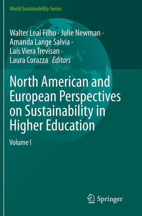 Titel: "North American and European Perspectives on Sustainability in Higher Education, Volume I". Oben Namen der Herausgeber. Unten rechts ein Logo.