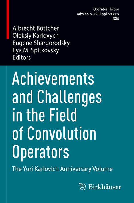 Oben stehen die Herausgebernamen. Titel: "Achievements and Challenges in the Field of Convolution Operators". Unten ein Logo.