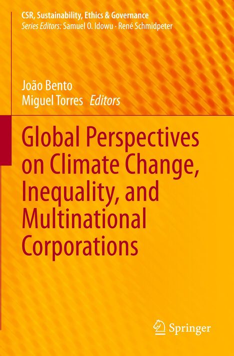 Titel: Global Perspectives on Climate Change, Inequality, and Multinational Corporations. Gelber Hintergrund. Springer-Logo.