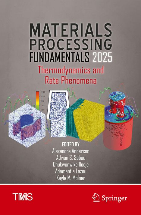 Titel: "Materials Processing Fundamentals 2025: Thermodynamics and Rate Phenomena." Herausgeber: Alexandra Anderson und weitere. Unten zwei Logos.