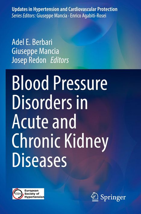 Die Texte sind: "Blood Pressure Disorders in Acute and Chronic Kidney Diseases". Unten links das Logo der "European Society of Hypertension".