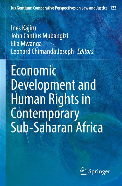 Titel: "Economic Development and Human Rights in Contemporary Sub-Saharan Africa". Blaue Illustration mit Springer-Logo.