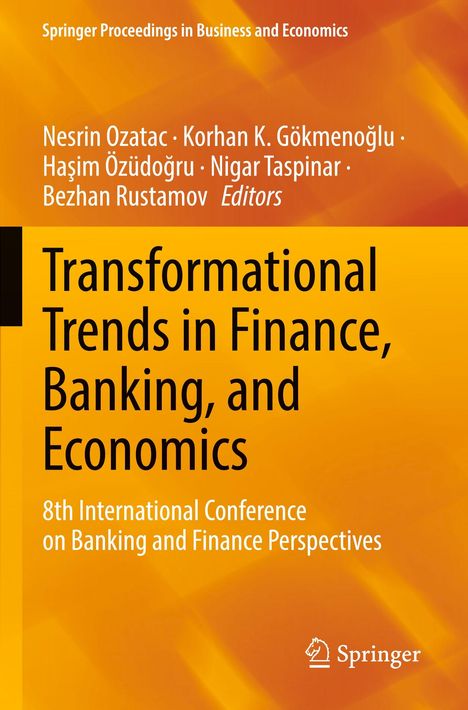 Cover des Buches „Transformational Trends in Finance, Banking, and Economics“ mit Autoren und Springer-Logo.