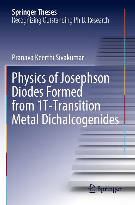 „Springer Theses“, „Physics of Josephson Diodes...“, abstrakte Treppengrafik mit vertikalen Farblinien.