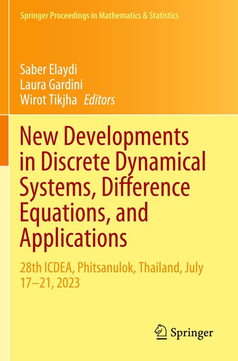 Titel: "New Developments in Discrete Dynamical Systems, Difference Equations, and Applications". Springer-Logo unten.