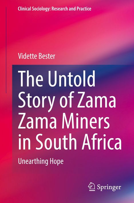 Titel: "The Untold Story of Zama Zama Miners in South Africa". Farben: Rötlich-blaues Farbverlauf.