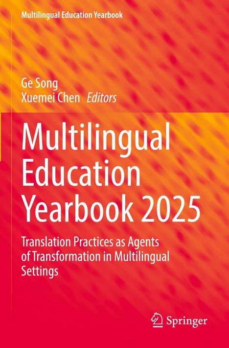 Text: Multilingual Education Yearbook 2025. Gelb-rotes Hintergrundmuster, Springer-Logo unten rechts.