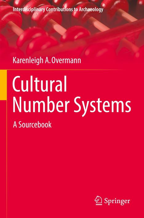 Titel: "Cultural Number Systems: A Sourcebook" von Karenleigh A. Overmann. Hintergrund zeigt rote Abakus-Perlen.