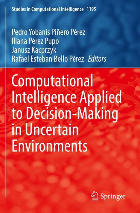 Buchtitel in Weiß auf rotem Hintergrund: "Computational Intelligence Applied to Decision-Making in Uncertain Environments".