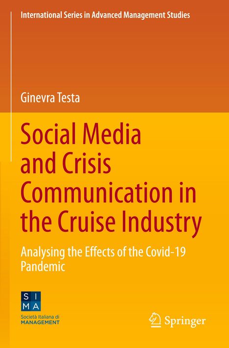 Titel: Social Media and Crisis Communication in the Cruise Industry. Orange Hintergrund, Springer-Logo.