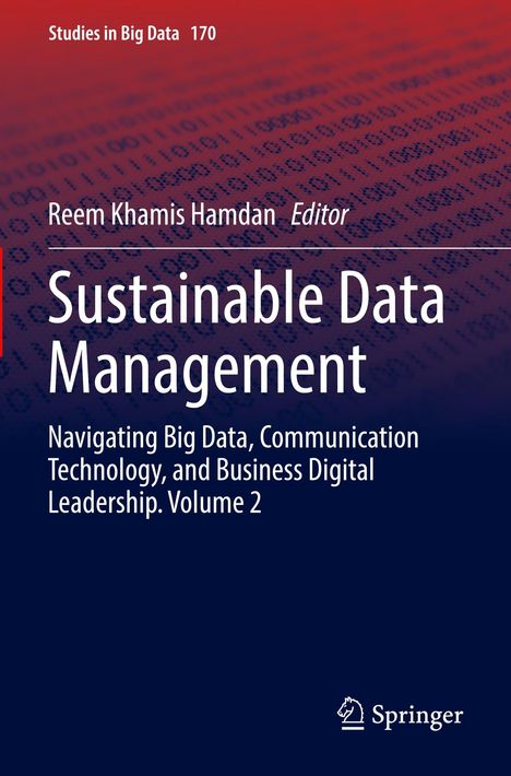 Titel: Sustainable Data Management. Editor: Reem Khamis Hamdan. Hintergrund in Rot und Blau, Springer-Logo.