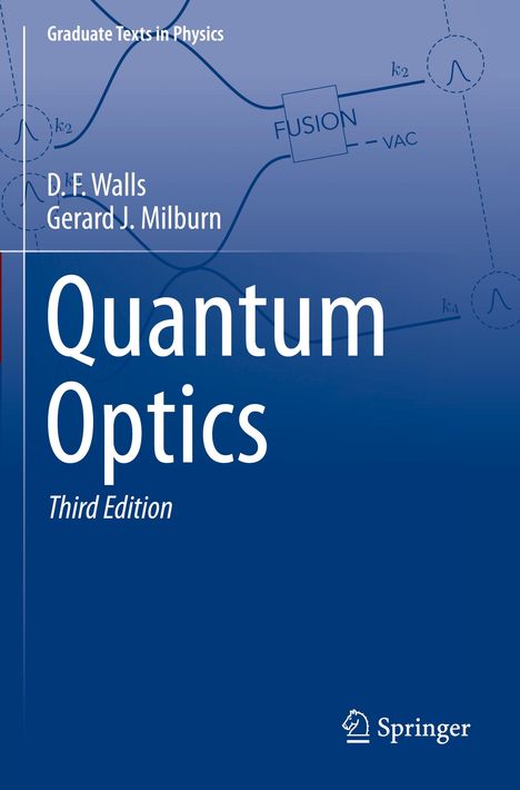 "Quantum Optics", Third Edition von D.F. Walls und Gerard J. Milburn. Blauer Hintergrund, schwarzes Diagramm.
