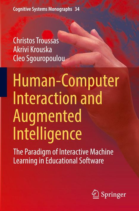 Titel: "Human-Computer Interaction and Augmented Intelligence". Hand neben einem roten, abstrakten Design. Springer-Logo.