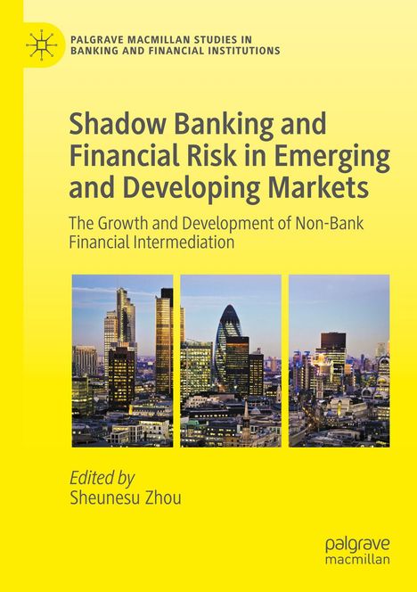 Titel: "Shadow Banking and Financial Risk in Emerging and Developing Markets". Stadt-Skyline und gelber Hintergrund.