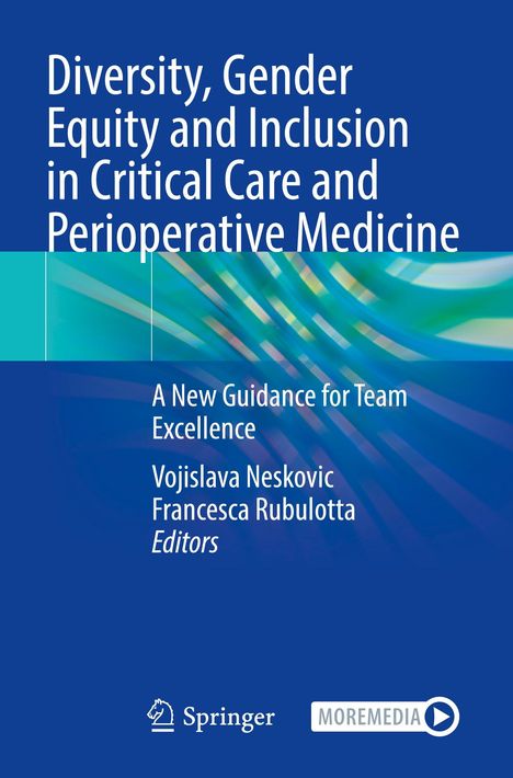 Titel: "Diversity, Gender Equity and Inclusion in Critical Care and Perioperative Medicine". Farben: Blau, Grün.