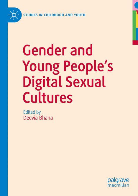 Text: "Gender and Young People's Digital Sexual Cultures, Edited by Deevia Bhana." Beige Hintergrund, blau-rotes Logo.
