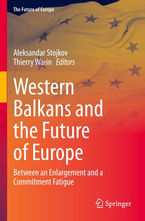 Text: "Western Balkans and the Future of Europe: Between an Enlargement and a Commitment Fatigue." Hintergrund: EU-Flagge.