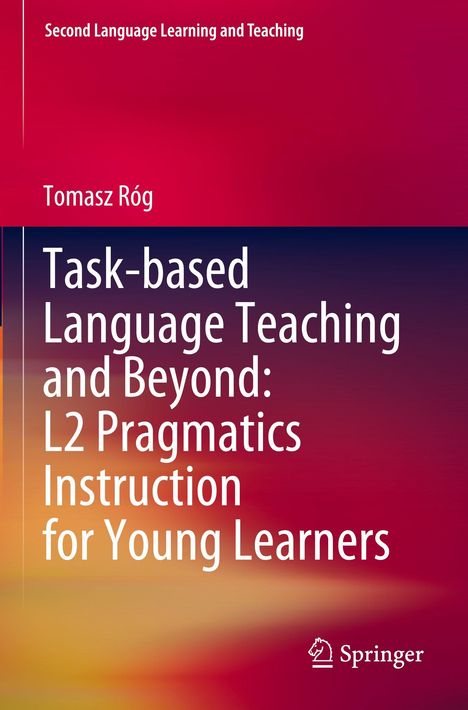 Text: „Task-based Language Teaching and Beyond: L2 Pragmatics Instruction for Young Learners.” Bunte Hintergrundverläufe.