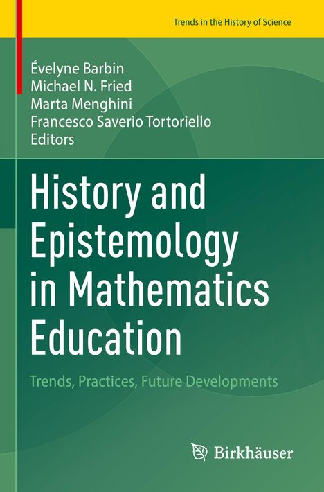 Buchtitel: "History and Epistemology in Mathematics Education". Grüne Töne mit einem schlichten Designthema.