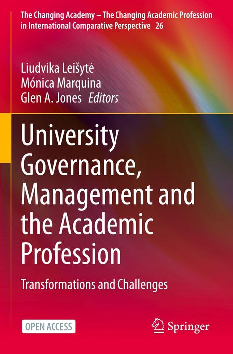 "University Governance, Management and the Academic Profession," bunte Abstraktion, Springer-Logo unten rechts.