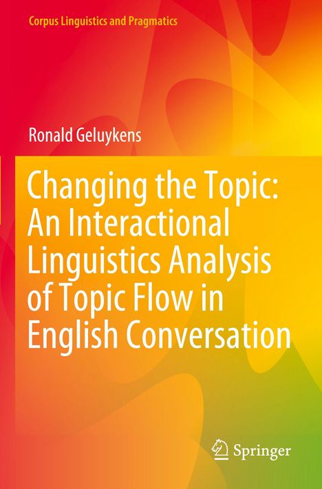 "Changing the Topic" von Ronald Geluykens. Gelbes und rotes Hintergrunddesign mit Springer-Logo unten.