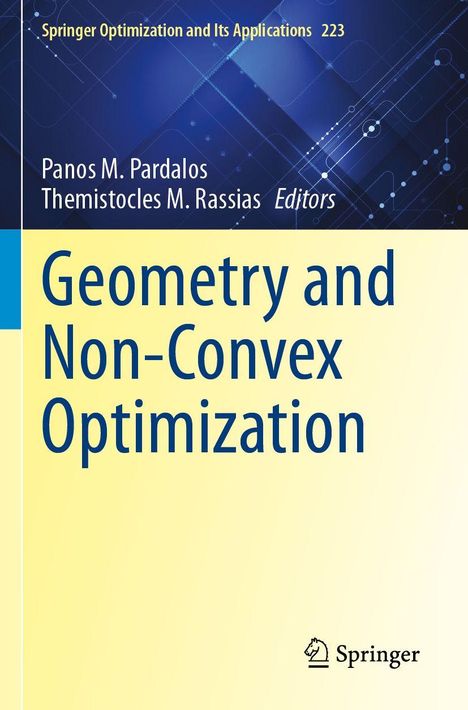"Geometry and Non-Convex Optimization" in großen Buchstaben, darunter das Springer-Logo auf gelbem Hintergrund.