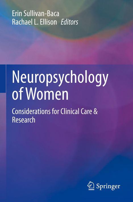 "Neuropsychology of Women: Considerations for Clinical Care & Research." Bunte, abstrakte Farben mit Springer-Logo.