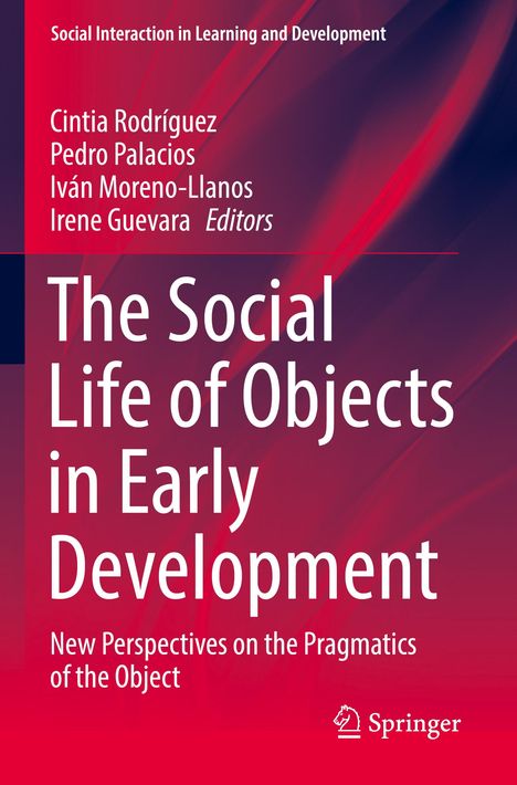 Cover mit Text: "The Social Life of Objects in Early Development." Rote und violette Wellenmuster, Springer-Logo unten.