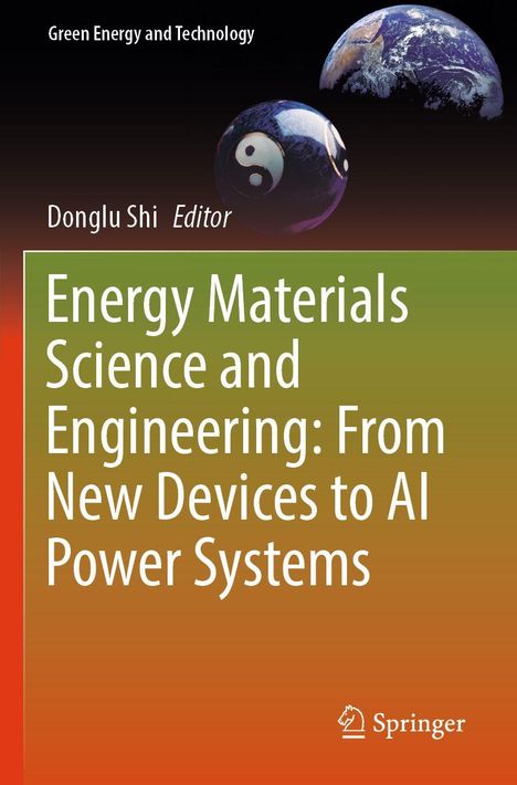 Titel: "Energy Materials Science and Engineering: From New Devices to AI Power Systems." Oben Planet Erde, Yin-Yang-Kugel.