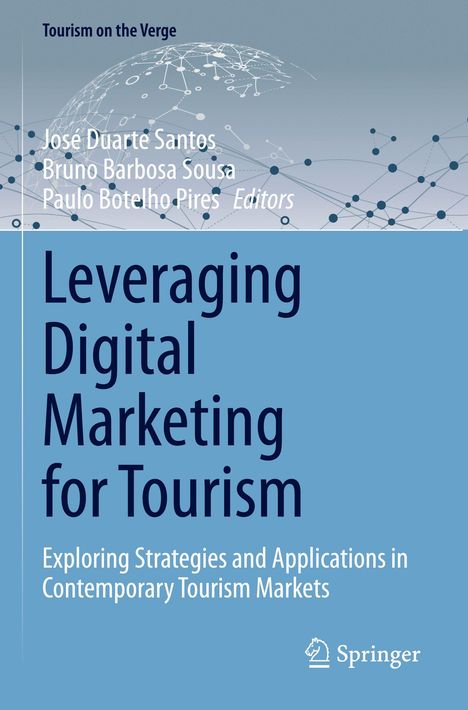 "Leveraging Digital Marketing for Tourism" mit Netzwerk-Illustration und Springer-Logo. Enthält Autorennamen oben.