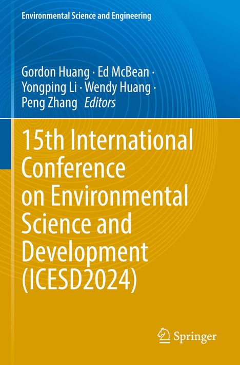 „15th International Conference on Environmental Science and Development (ICESD2024)“, blaue und gelbe Grafik, Springer-Logo.