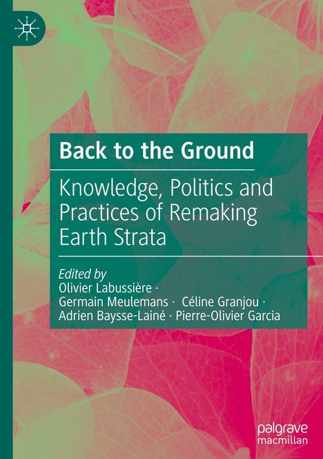 "Back to the Ground" ist der Haupttext, umgeben von Blättern in Grün- und Pinktönen. Links oben ist ein Logo.