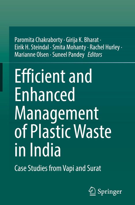 Titel: "Efficient and Enhanced Management of Plastic Waste in India". Studien aus Vapi und Surat. Cover in Grün.