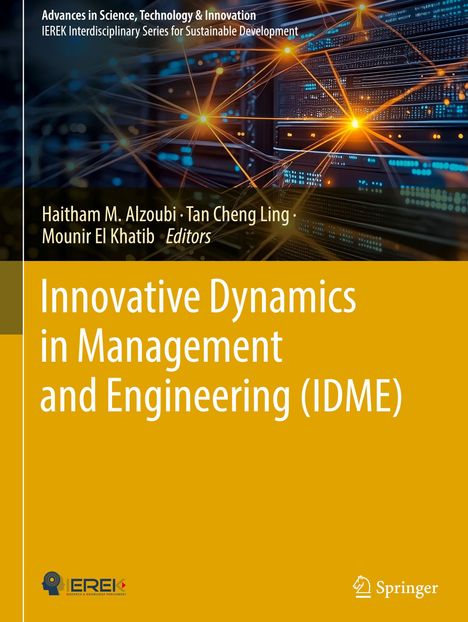"Innovative Dynamics in Management and Engineering (IDME)" in weißer Schrift auf gelbem Hintergrund, mit technologischen Grafiken.