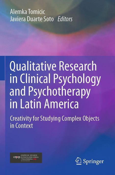 „Qualitative Research in Clinical Psychology and Psychotherapy in Latin America“, buntem Hintergrund, Springer-Logo.