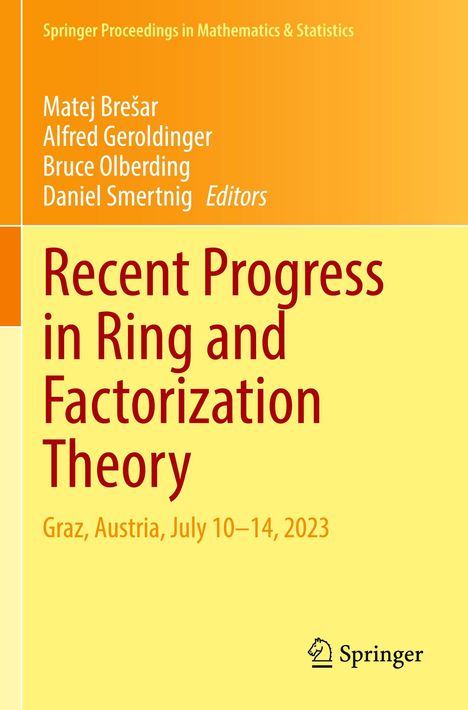 Titel: Recent Progress in Ring and Factorization Theory. Graz, Austria, July 10–14, 2023. Springer-Logo unten rechts.