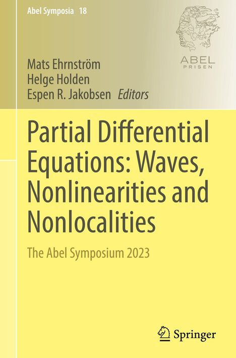 Text: "Partial Differential Equations: Waves, Nonlinearities and Nonlocalities. The Abel Symposium 2023."  
Oben: Titelinfo und Logos.