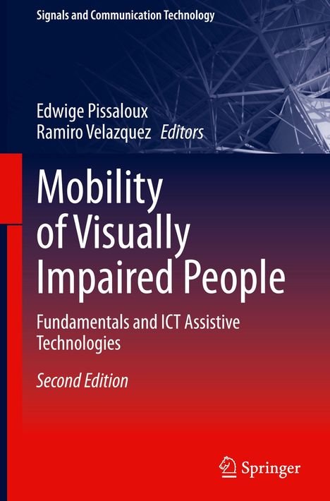 "Mobility of Visually Impaired People" Titel einer Publikation. Springer-Logo unten rechts, abstrakte technische Grafik im Hintergrund.