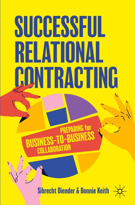 „SUCCESSFUL RELATIONAL CONTRACTING“ in Blau. Darunter Hände, die ein farbiges Diagramm greifen.