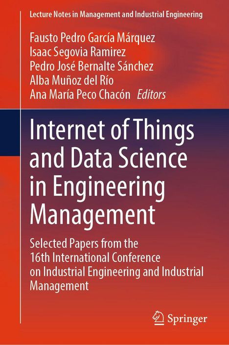 Buchtitel: "Internet of Things and Data Science in Engineering Management". Roter Hintergrund mit Springer-Logo.